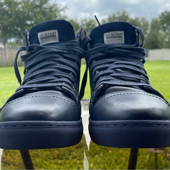 Size 8 • Rare G-Star Raw Footwear • Cadet Hi-Top Blue Suede Leather Sneaker - Picture 6 of 13